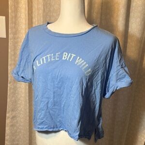 Aerie Soft Boxy Blue Graphic Tee - A Little Bit Wild Size Medium